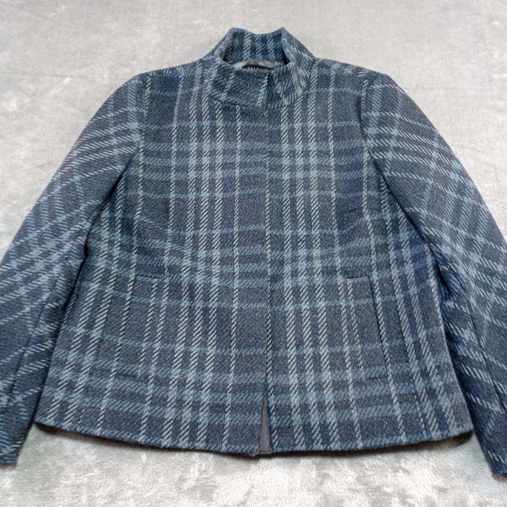 Talbots Blazer Coat Tartan Plaid Wool‎ Blend Sz 14 Career Academia Heavyweight